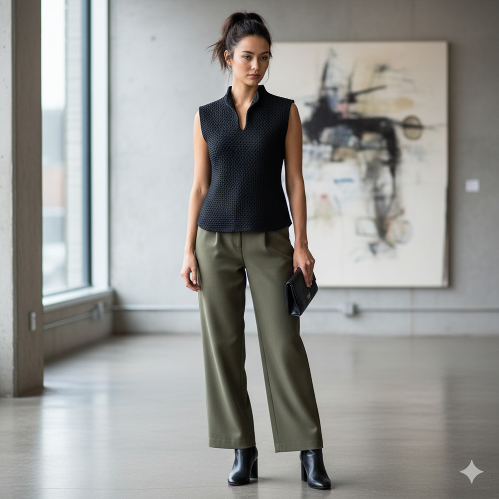 Vintage Y2K G Wheels Black Textured Sleeveless Split Collar Stretch Top Small US